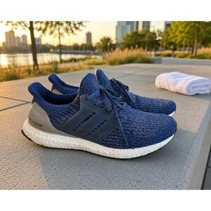 Adidas UltraBoost 3.0 Running Shoes Blue Knit Sneakers‎ Size 8 BA8928 Athleisure